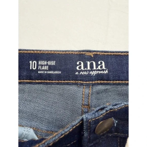 A.n.a High-Rise Flare Jeans Womens 10 Blue Dark Wash Stretch Slim 31x32 - Picture 8 of 11
